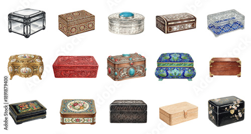 Collection of antique and decorative jewelry boxes