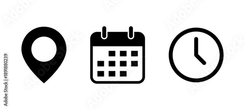 Location, Date and Time icons