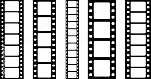 Vintage Film Strip Frames Set Borders Retro Cinema Vector Illustration on transparent background