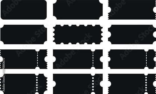 Blank Ticket Mockup Set With Different Shapes Admission Event Templates Vector Illustration on transparent background