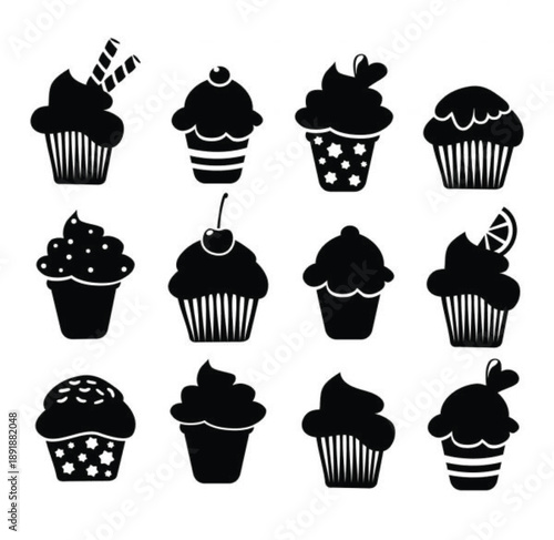 vector illustration of cupcakes