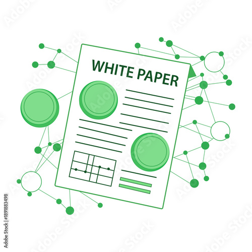 Blockchain White Paper Illustration | Crypto Research Document Vector | Web3 Network Graphic | Fintech Isometric Design | Digital Download
