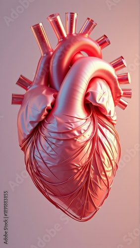 digital illustration human heart heart shown style pinkish red color background light peach color heart main focus heart multiple chambers unique shape size chambers arranged radial pattern largest