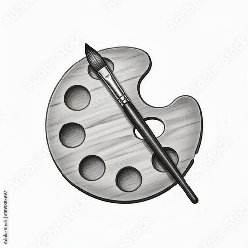 palette with paint brushes