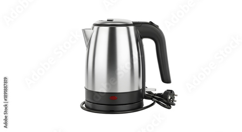 Fotografía A stainless steel electric kettle on a transparent background