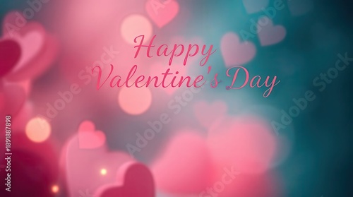 Wallpaper Mural Happy Valentine's Day with colorful heart shapes and bokeh lights Torontodigital.ca