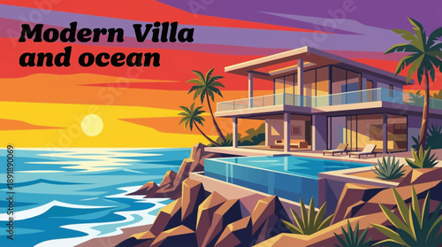 luxury modern villa overlooking the ocean with open terraces and panoramic sea views, representing premium coastal living and high-end architectural design