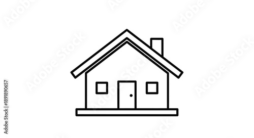 Simple black outline house icon. Minimalist line art vector illustration of a home, residential building or property symbol.