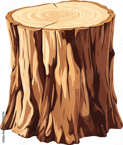 Carved Tree Stump Highlighting Natural Bark Texture and Detailed Wood Grain Patterns