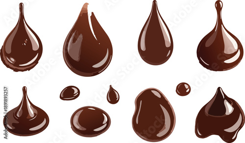 Delicious Melted Chocolate Drops on Smooth Shiny Surface Highlighting Rich Texture, Luster, and Gourmet Indulgence