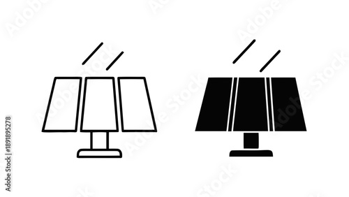 Vector illustration of a solar panel array icon, representing clean renewable energy on transparent background