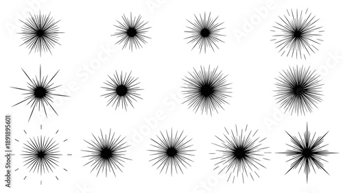 Vector illustration of various explosion effects isolated on white background from different viewpoints in graphic design
