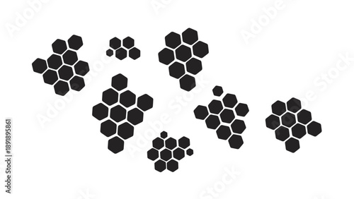 A vector graphic illustration of cells forming molecular structures in a scientific context from a top viewpoint