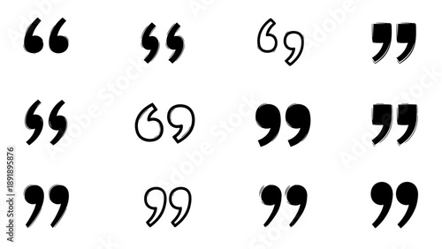 Vector illustration of quotation marks arranged in a grid pattern on a clean background, viewed from directly above.