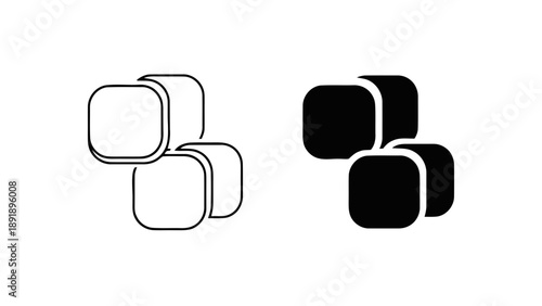 Vector illustration of a modern abstract stacked squares icon, on transparent background, for applications