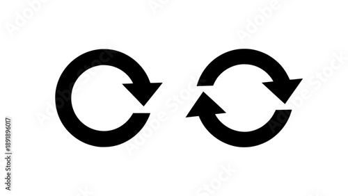 Vector illustration of a refresh symbol, undo or redo, reload, loop arrow icon on transparent background