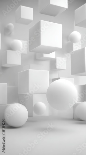 Abstract 3D Shapes in White Background