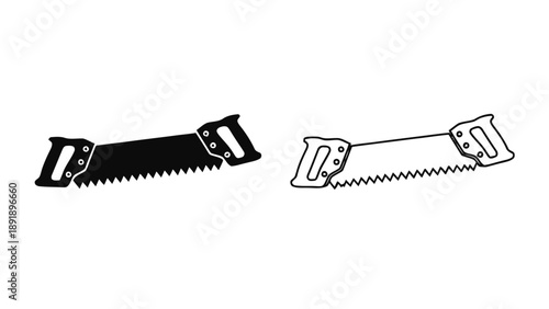 Vector illustration of, on transparent background, a pair of hand saws, essential tools for carpentry work