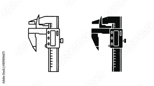Vector illustration of an accurate industrial measurement caliper tool, on transparent background
