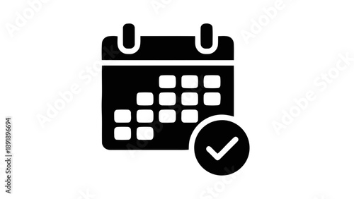 Vector illustration of a calendar with a checkmark, symbolizing scheduled tasks or event completion, on transparent background