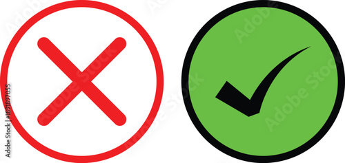 Black right tick checkmark checklist sign, red cross mark, Hand drawn Brush Check marks doodle set. checkbox, checklist, tick and cross signs, drawn concept. Hand drawn chalkboard doodle sketch