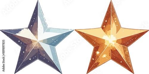 Twin Stars Shining with Subtle Glow Against a Cosmic Night Sky Representing Celestial Beauty and Tranquil Space Scene