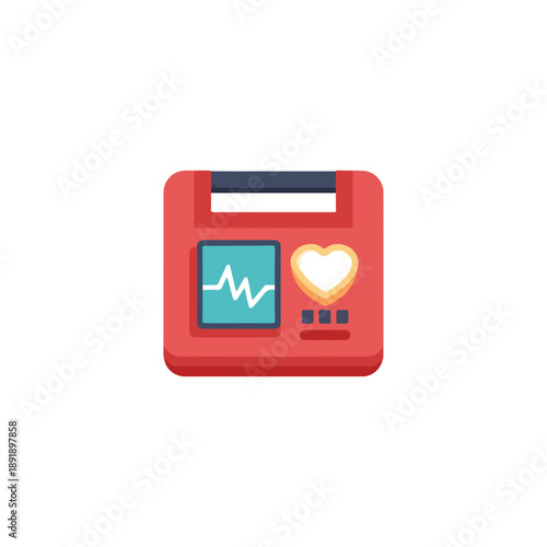 AED Defibrillator Flat Icon Healthcare Medical Emergency Concept