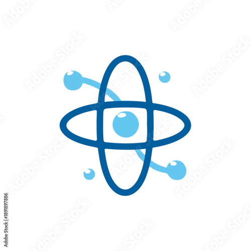 Blue Atom Molecule Design Isolated on White Background
