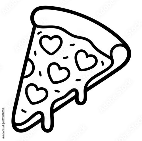 Cheesy Pepperoni Pizza Slice with Heart Toppings, Valentine’s Day