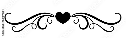 Classic heart border divider with ornamental curls