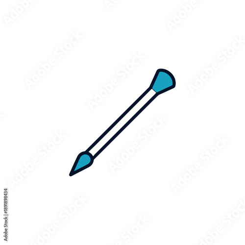 Makeup Brush Icon with Teal and Navy Outline