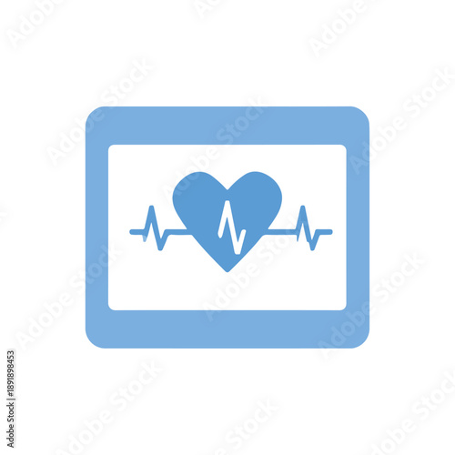 Medical Heartbeat Symbol in Blue Rounded Square for Healthcare