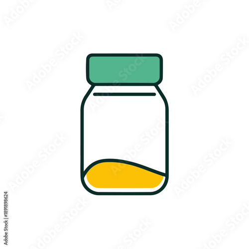 Minimalist Jar with Yellow Powder, Clean Design for Concepts