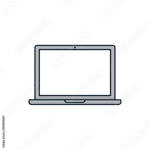 Minimalist Laptop Icon on White Background for Design