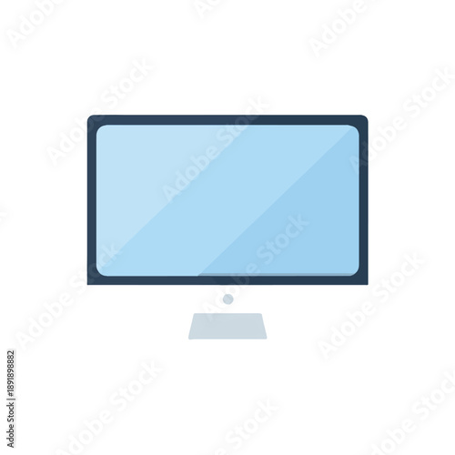 Modern Computer Monitor Icon, Flat Design, Isolated White Background