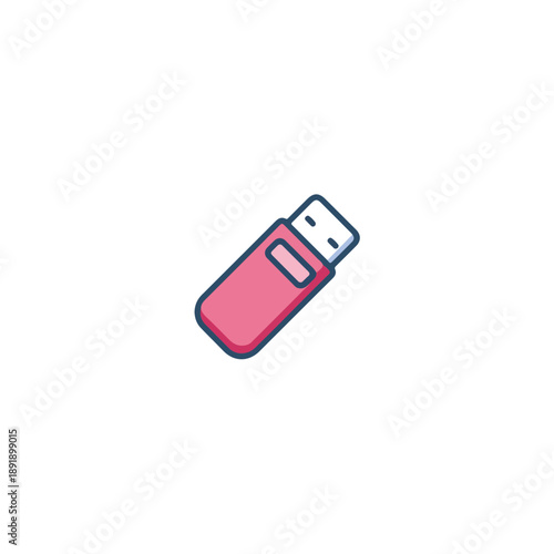 Pink USB Flash Drive Icon on White Background