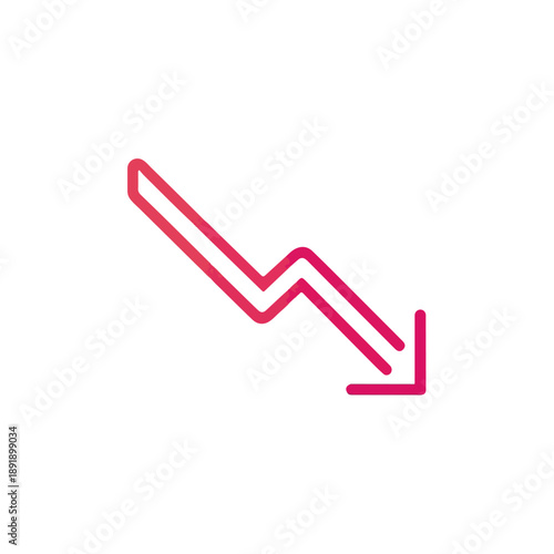 Red Gradient Downward Arrow Icon for Declining Trends