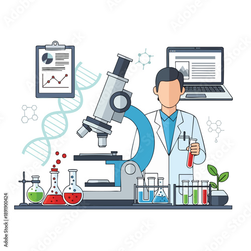 Scientist analyzing samples in laboratory setting