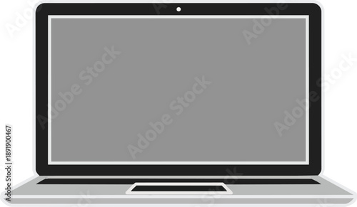 Modern Laptop Computer with Blank Screen.