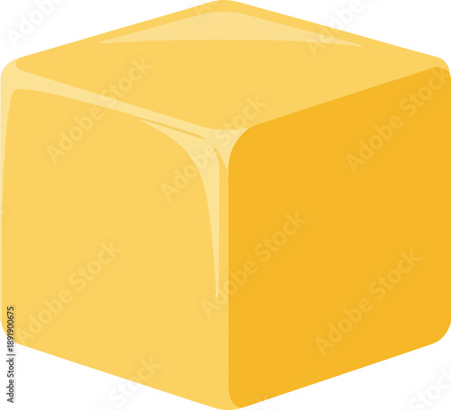 Block of Yellow Cheese on White Background.