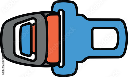 Blue Seatbelt Buckle Clasp Safety Device.