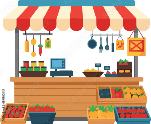 Colorful Market Stall with Fresh Produce.