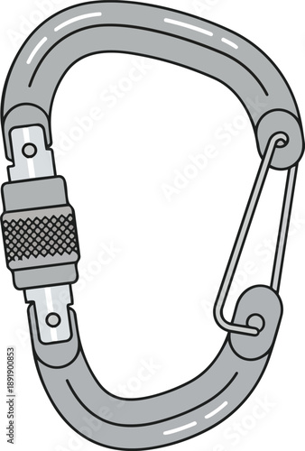 Gray Metal Carabiner Clip Illustration.