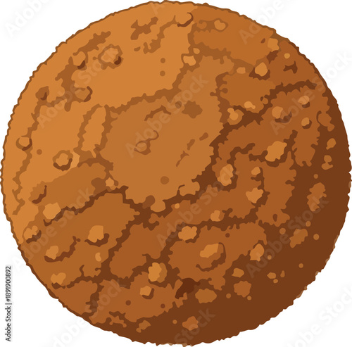 Cookie with cracked surface texture closeup.