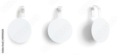 Advertising sale wobbler on bended transparent stripe isolated on transparent background. 3D render.