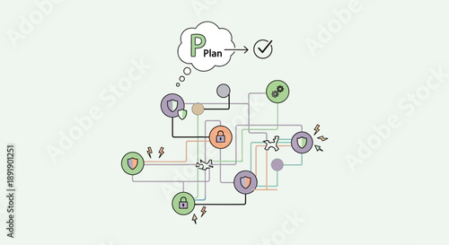 Abstract illustration of interconnected workflow and planning process.