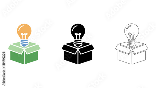 creative concept of lightbulb ideas stored in box for innovation and problem solving