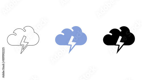 creative brainstorming concept with cloud and lightning bolt icons representing idea generation