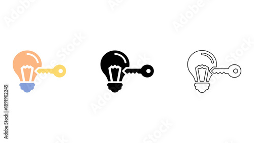 creative lightbulb with key concept represents ideas and solutions for knowledge and innovation