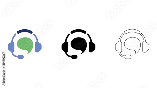 customer support representative wearing headset with speech bubble for communication